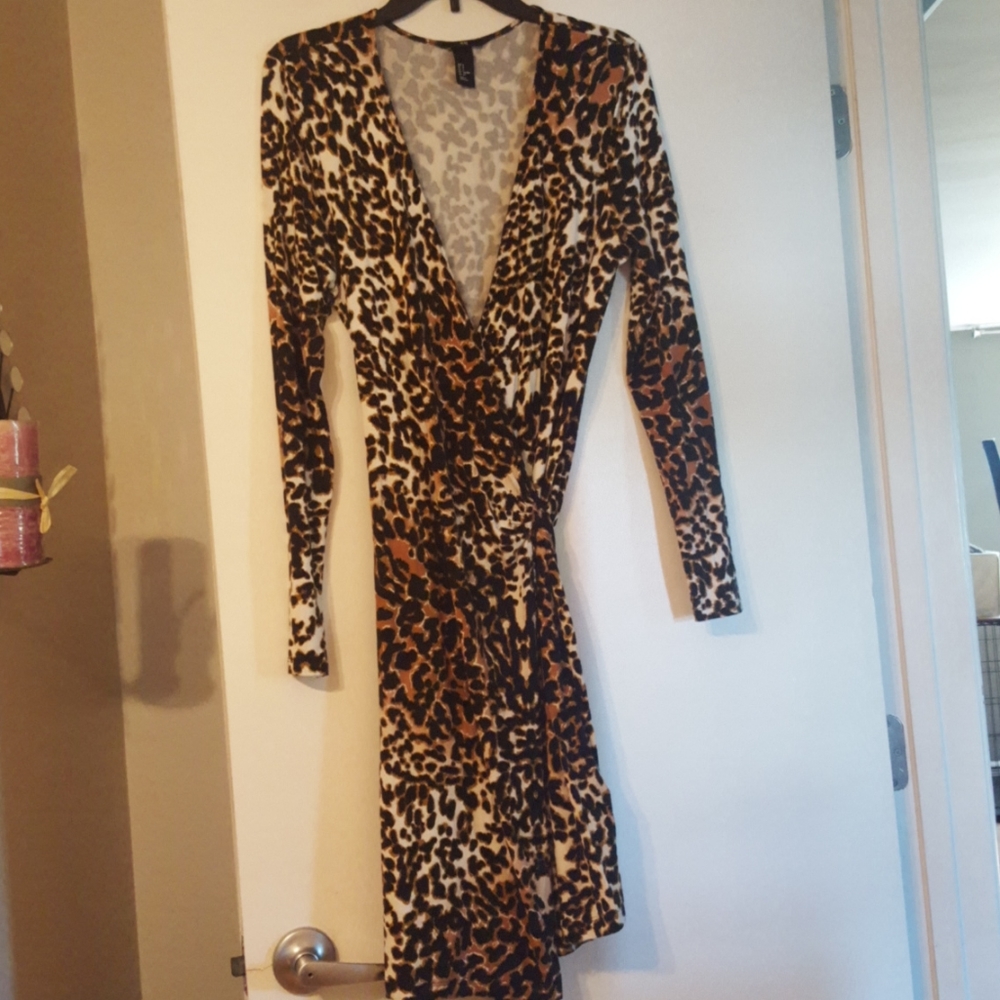 Leopard print wrap dress